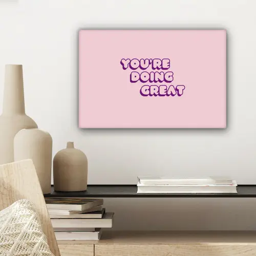 You're doing great - Roze - Bubble letters canvas 2cm klein -sfeer6