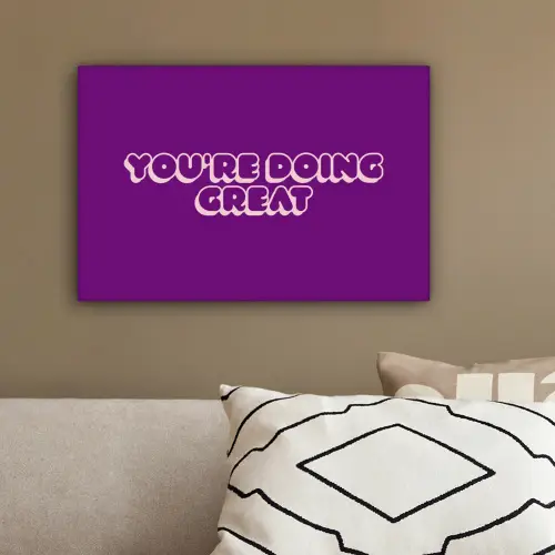 You're doing great - Paars - Bubble letters canvas 2cm klein -sfeer3