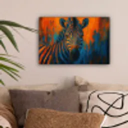 Zebra - Abstract - Blauw canvas 2cm klein -sfeer1