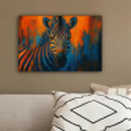 Zebra - Abstract - Blauw canvas 2cm klein -sfeer3