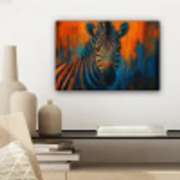 Zebra - Abstract - Blauw canvas 2cm klein -sfeer6