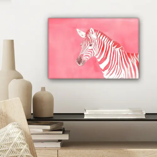 Zebra - Pink - Verf canvas 2cm klein -sfeer6