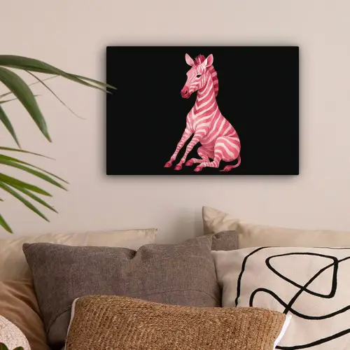 Zebra - Roze - Gestreept canvas 2cm klein -sfeer1