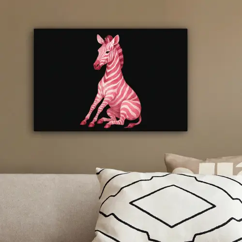 Zebra - Roze - Gestreept canvas 2cm klein -sfeer3