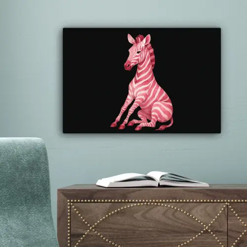 Zebra - Roze - Gestreept canvas 2cm klein -sfeer4