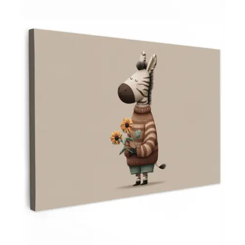 Zebra - Zonnebloemen - Warm canvas 2cm klein -z3d
