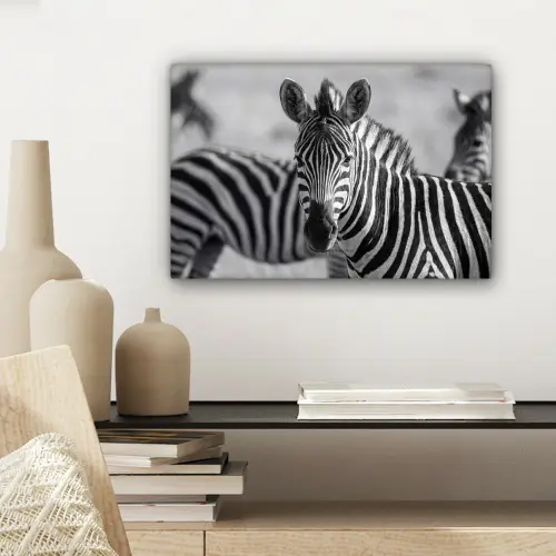 Zebra's - Zwart - Wit canvas 2cm klein -sfeer6