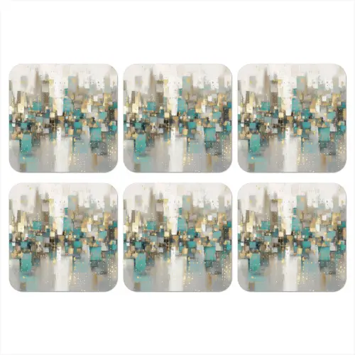 Abstract - Blokken - Goud - Skyline onderzetter kurk middel -3d