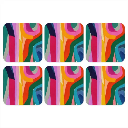 Abstract - Kleurrijk - Golven - Lijnen onderzetter kurk middel -3d