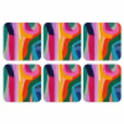 Abstract - Kleurrijk - Golven - Lijnen onderzetter kurk middel -3d