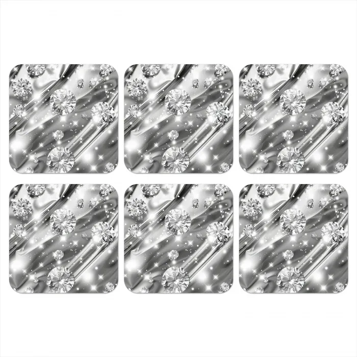 Abstract - Diamant - Luxe - Modern - Zilver onderzetter kurk middel -3d