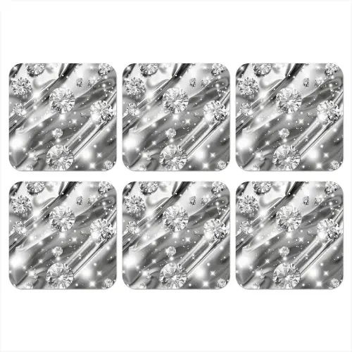Abstract - Diamant - Luxe - Modern - Zilver onderzetter kurk middel -3d
