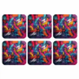 Abstract - Explosie - Neonkleuren onderzetter kurk middel -3d