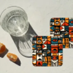 Abstract - Gezichten - Mozaïek onderzetter kurk middel -sfeer4