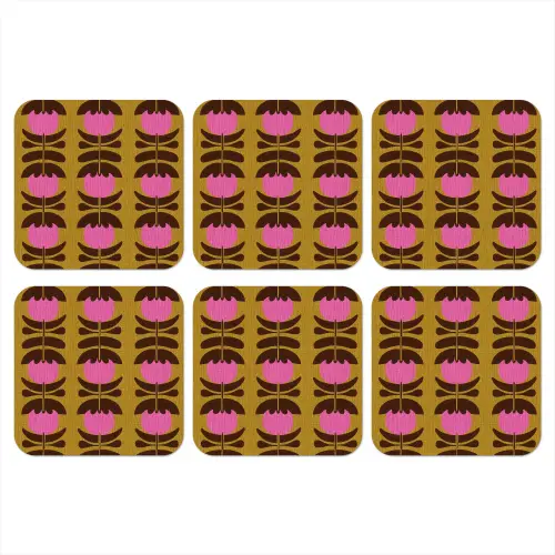 Abstract - Bloemen - Roze onderzetter kurk middel 366 -3d