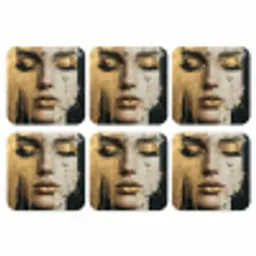 Abstract - Goud - Gezicht - Lippen onderzetter kurk middel -3d