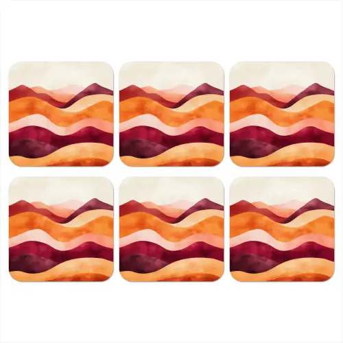Abstract - Landschap - Golven onderzetter kurk middel -3d