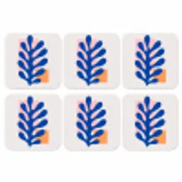 Abstract - Blad - Blauw - Rechthoeken onderzetter kurk middel -3d