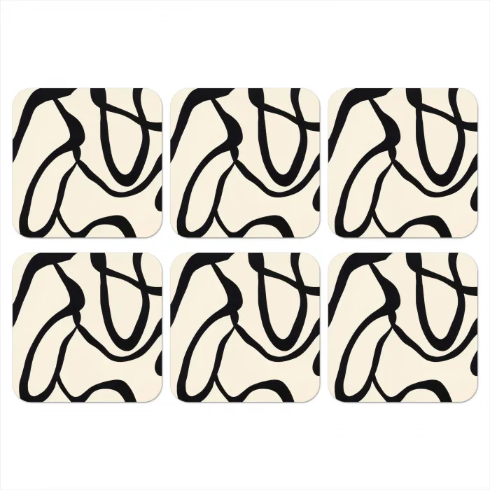 Abstract - Lijnen - Modern - Beige onderzetter kurk middel -3d