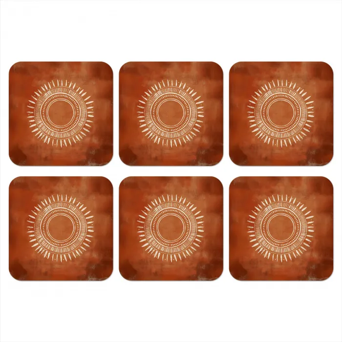 Abstract - Lijnen - Zonnestralen - Roodbruin onderzetter kurk middel -3d