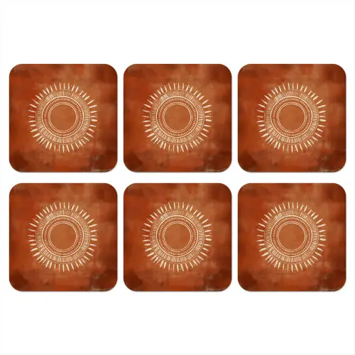 Abstract - Lijnen - Zonnestralen - Roodbruin onderzetter kurk middel -3d
