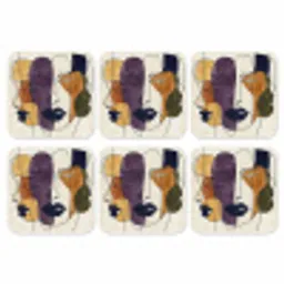 Abstract - Overlappende gezichten - Paars - Donkergroen onderzetter kurk middel -3d