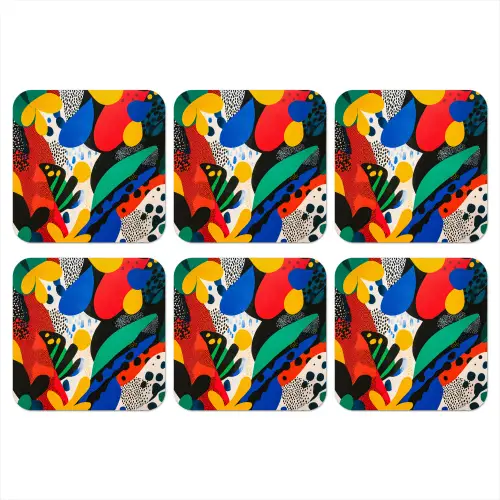 Abstract - Planten - Vormen - Kleurrijk onderzetter kurk middel -3d