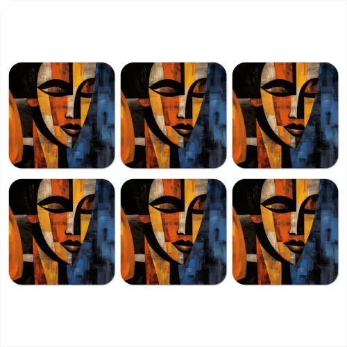 Abstract - Portret - Kleurvakken onderzetter kurk middel -3d