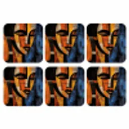 Abstract - Portret - Kleurvakken onderzetter kurk middel -3d