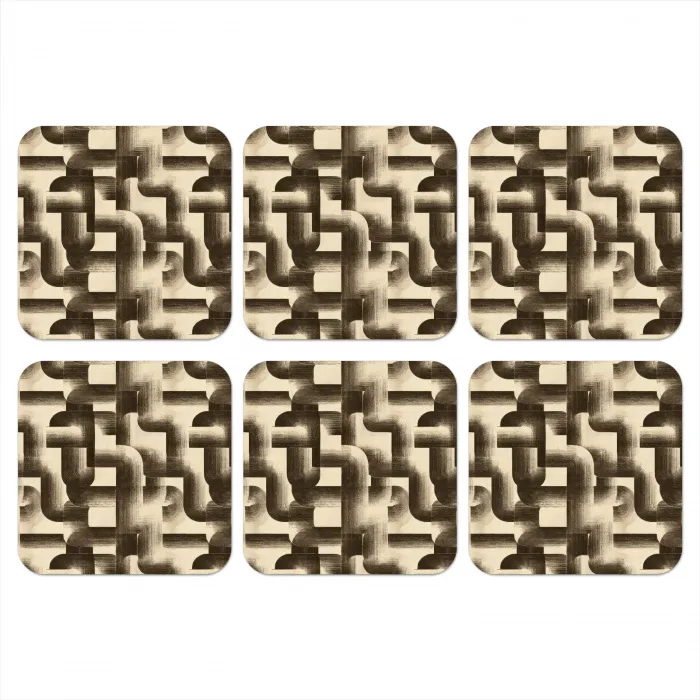 Abstract - Retro - Zwart onderzetter kurk middel 366 -3d