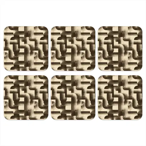 Abstract - Retro - Zwart onderzetter kurk middel 366 -3d
