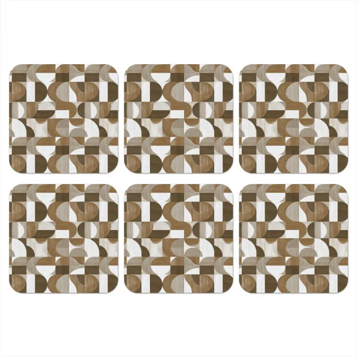 Abstract - Retro - Bruin onderzetter kurk middel 366 -3d