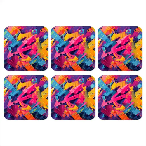 Abstract - Vormen - Kleurrijk onderzetter kurk middel -3d