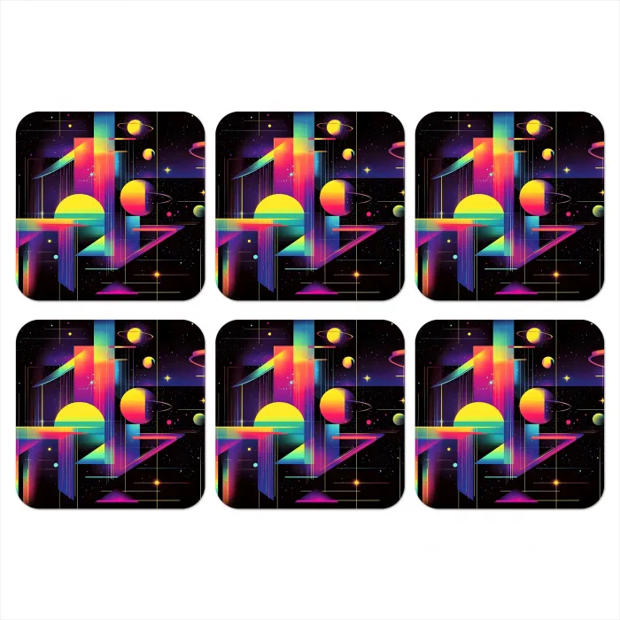 Abstract - Vormen - Kleurrijk - Lijnen onderzetter kurk middel -3d