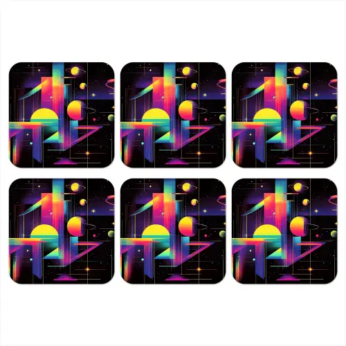 Abstract - Vormen - Kleurrijk - Lijnen onderzetter kurk middel -3d
