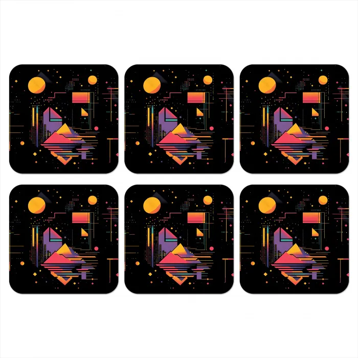 Abstract - Vormen - Lijnen - Kleurrijk onderzetter kurk middel -3d