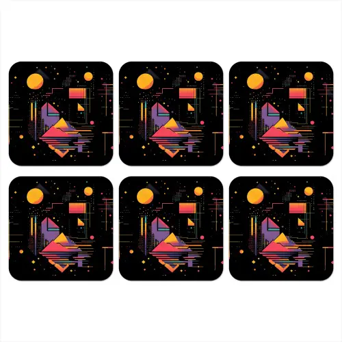 Abstract - Vormen - Lijnen - Kleurrijk onderzetter kurk middel -3d