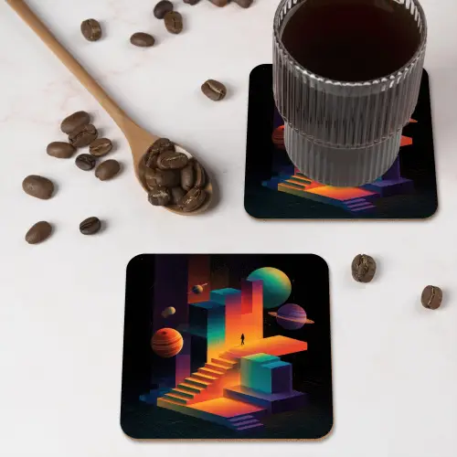Abstract - Trappen - Mens - Planeten onderzetter kurk middel -sfeer2