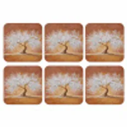Abstract - Boom - Wit - Bladeren onderzetter kurk middel -3d