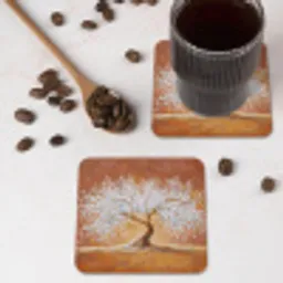 Abstract - Boom - Wit - Bladeren onderzetter kurk middel -sfeer2