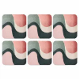 Abstract - Golven - Sierlijk - Roze onderzetter kurk middel -3d
