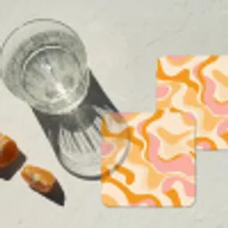 Abstract - Golvend - Oranje onderzetter kurk middel -sfeer4