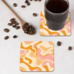 Abstract - Golvend - Oranje onderzetter kurk middel -sfeer2
