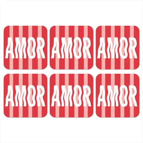 Amor - Strepen - Rood - Roze onderzetter kurk middel -3d