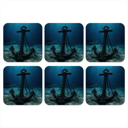 Anker - Ijzer - Zeebodem - Zand onderzetter kurk middel -3d