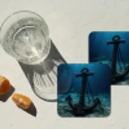 Anker - Ijzer - Zeebodem - Zand onderzetter kurk middel -sfeer4