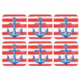 Anker - Verfspatten - Rood - Blauw onderzetter kurk middel -3d