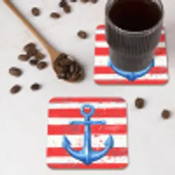 Anker - Verfspatten - Rood - Blauw onderzetter kurk middel -sfeer2