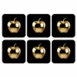 Appel - Goud - Chrome - Zwart onderzetter kurk middel -3d