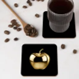 Appel - Goud - Chrome - Zwart onderzetter kurk middel -sfeer2